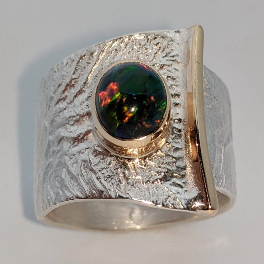 Ethiopian Black Opal Ring by Andrea Russell at The Avenue Gallery, a contemporary fine art gallery in Victoria, BC, Canada.