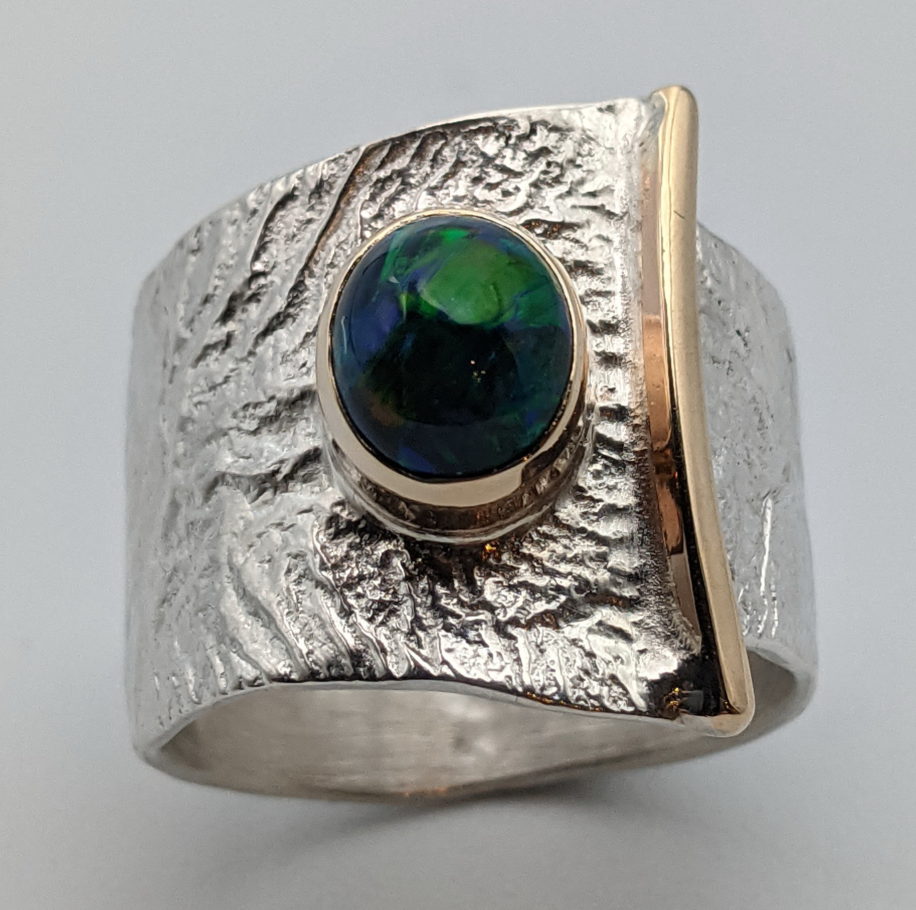 Ethiopian Black Opal Ring by Andrea Russell at The Avenue Gallery, a contemporary fine art gallery in Victoria, BC, Canada.