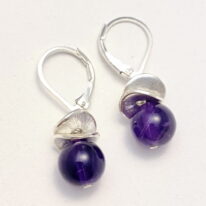 Acorn Double Brushed Petals Earrings with Amethyst by Chi's Creations at The Avenue Gallery, a contemporary fine art gallery in Victoria, BC, Canada.