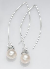Acorn Double Brushed Petals Earrings with White Pearls by Chi's Creations at The Avenue Gallery, a contemporary fine art gallery in Victoria, BC, Canada.