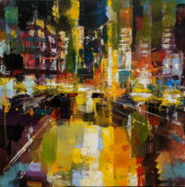 Cityscape II by Yared Nigussu at The Avenue Gallery, a contemporary fine art gallery in Victoria, BC, Canada.