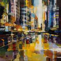 Cityscape III by Yared Nigussu at The Avenue Gallery, a contemporary fine art gallery in Victoria, BC, Canada.