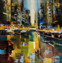 Cityscape IV by Yared Nigussu at The Avenue Gallery, a contemporary fine art gallery in Victoria, BC, Canada.