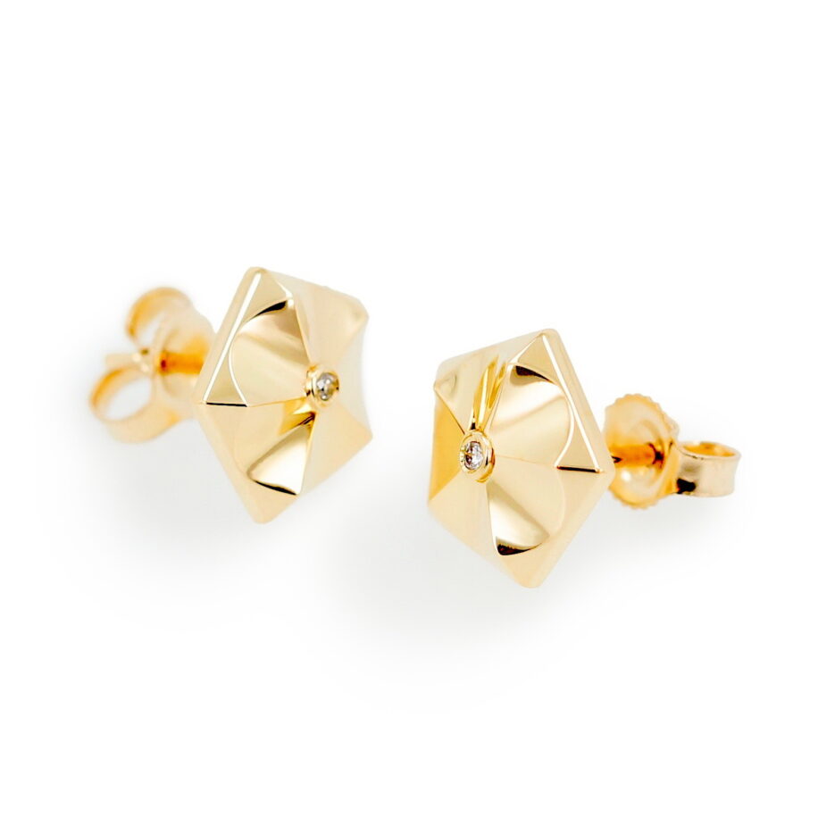 18kt. Yellow Gold & Diamond Stud Earrings by Bayot Heer at The Avenue Gallery, a contemporary fine art gallery in Victoria, BC, Canada.