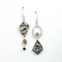 Pinolith, Citrine & Onyx Earrings by Brenda Roy at The Avenue Gallery, a contemporary fine art gallery in Victoria, BC, Canada.