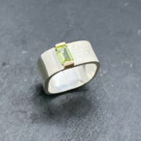 Large Square Stacker Scribbled Ring with Peridot by Chi's Creations at The Avenue Gallery, a contemporary fine art gallery in Victoria, BC, Canada.
