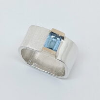 Large Square Scribbled Ring with Blue Topaz by Chi's Creations at The Avenue Gallery, a contemporary fine art gallery in Victoria, BC, Canada.