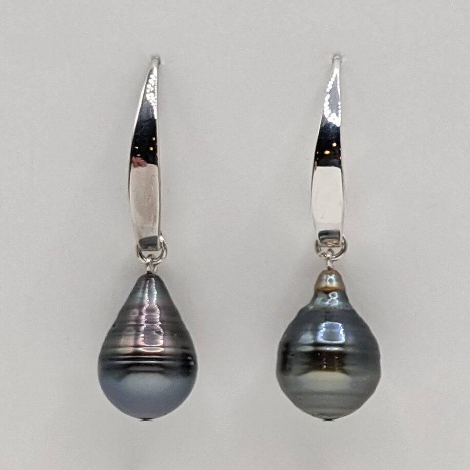 Tahitian Pearl & Sterling Silver Earrings by Val Nunns at The Avenue Gallery, a contemporary fine art gallery in Victoria, BC, Canada.