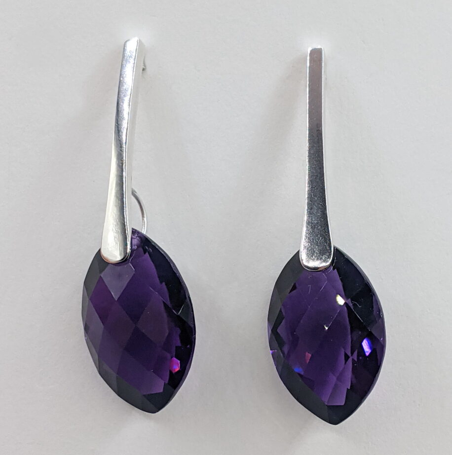Flared Bar Earrings with Amethyst by A & R Jewellery at The Avenue Gallery, a contemporary fine art gallery in Victoria, BC, Canada.