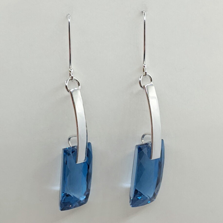 Silver Bar Earrings with London Blue Topaz by A & R Jewellery at The Avenue Gallery, a contemporary fine art gallery in Victoria, BC, Canada.