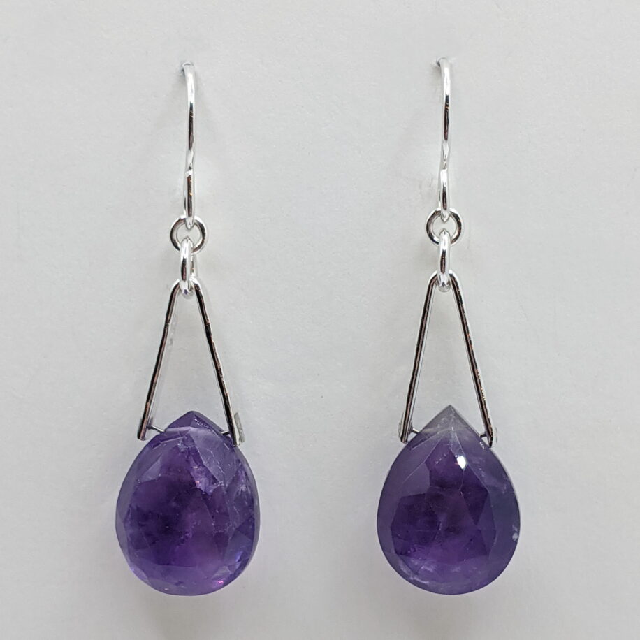 V-Bail Earrings with Amethyst by A & R Jewellery at The Avenue Gallery, a contemporary fine art gallery in Victoria, BC, Canada.