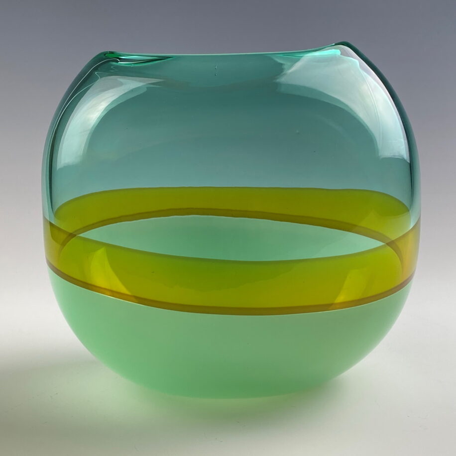 Abstracted Landscape Vase (Teal Green) by Lisa Samphire at The Avenue Gallery, a contemporary fine art gallery in Victoria, BC, Canada.