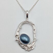 Twig Hoop Pendant with Pearl by A & R Jewellery at The Avenue Gallery, a contemporary fine art gallery in Victoria, BC, Canada.