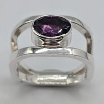 Octagon Double-Band Ring with Amethyst by A & R Jewellery at The Avenue Gallery, a contemporary fine art gallery in Victoria, BC, Canada.
