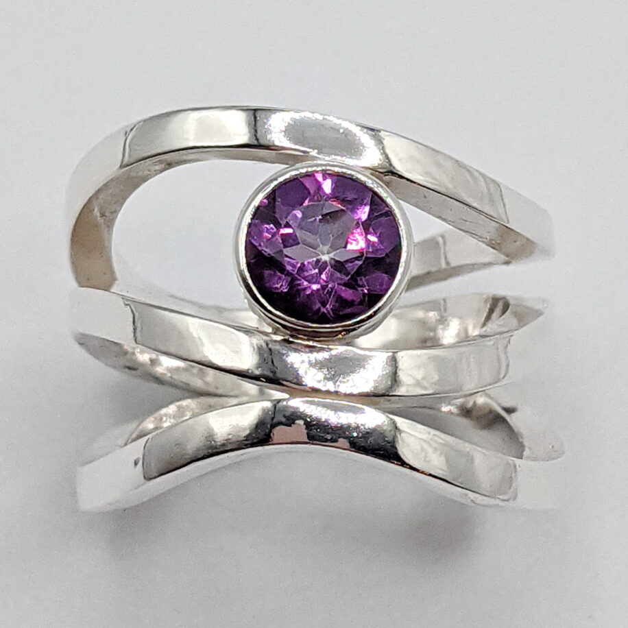 Wind Design Ring with Raspberry Topaz by A & R Jewellery at The Avenue Gallery, a contemporary fine art gallery in Victoria, BC, Canada.