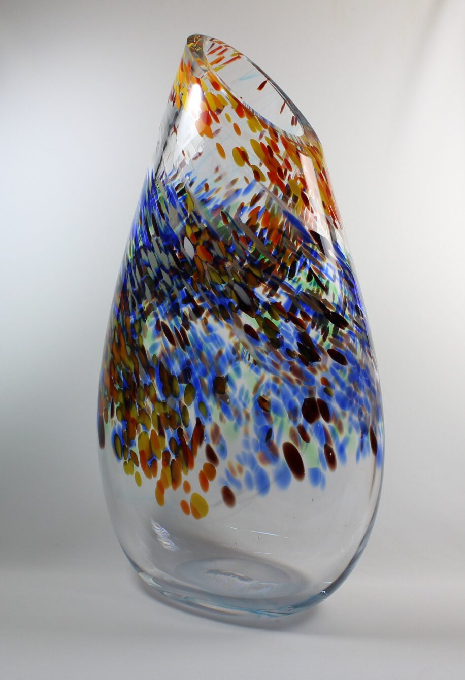 Tall Clear Mixed Frit Vase by Guy Hollington at The Avenue Gallery, a contemporary fine art gallery in Victoria, BC, Canada.