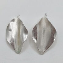 Argentium Silver Fold Formed Leaf Earrings (Extra Petite) by Darlene Letendre at The Avenue Gallery, a contemporary fine art gallery in Victoria, BC, Canada.