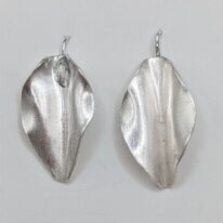 Argentium Silver Fold Formed Leaf Earrings (Extra Petite) by Darlene Letendre at The Avenue Gallery, a contemporary fine art gallery in Victoria, BC, Canada.