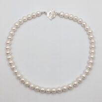 "The Classic" White Freshwater Pearl Necklace by Val Nunns at The Avenue Gallery, a contemporary fine art gallery in Victoria, BC, Canada.