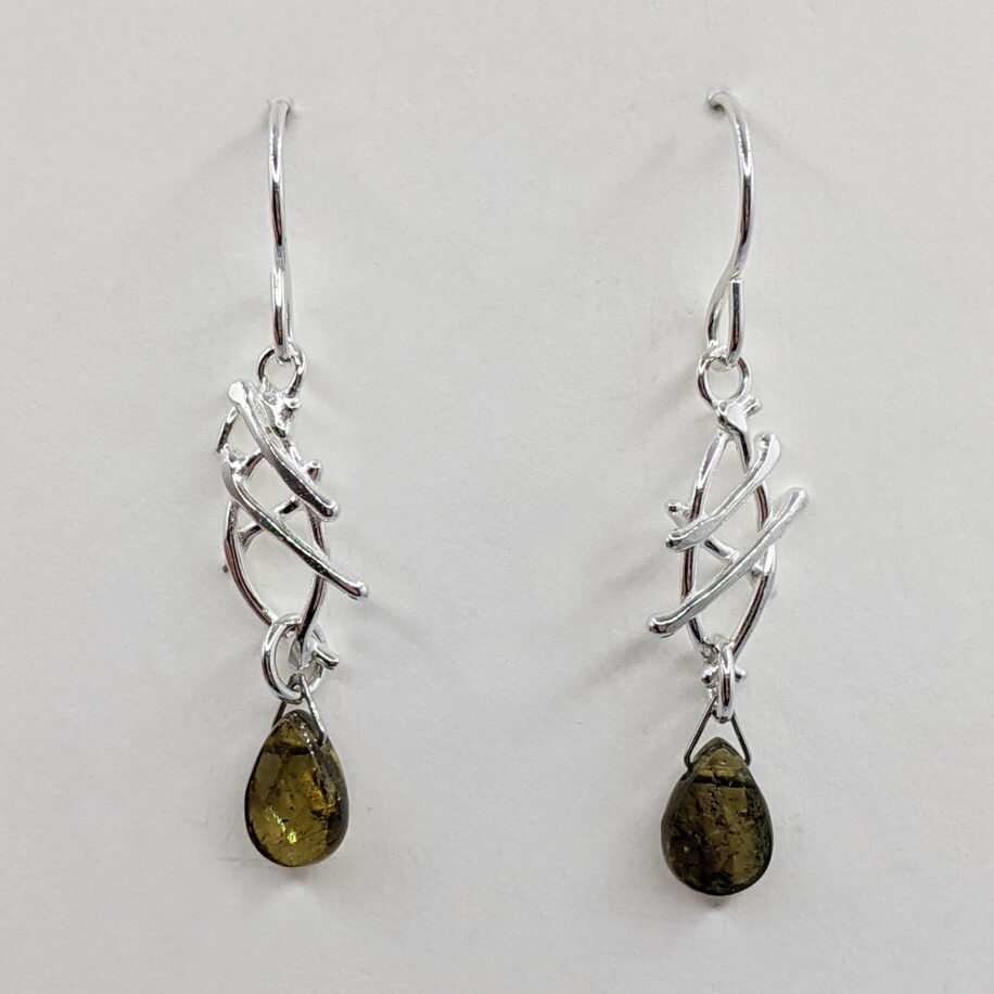 Twig Earrings with Tourmaline by A & R Jewellery at The Avenue Gallery, a contemporary fine art gallery in Victoria, BC, Canada.