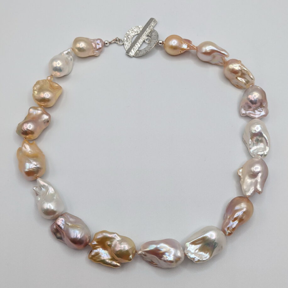 Pink Baroque Pearl Necklace with Sterling Silver Clasp by Val Nunns at The Avenue Gallery, a contemporary fine art gallery in Victoria, BC, Canada.