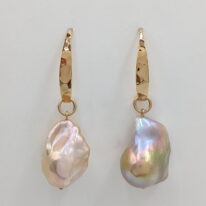 Mauve/Pink Baroque Pearl Earrings with 14kt. Gold-Plated Wires by Val Nunns at The Avenue Gallery, a contemporary fine art gallery in Victoria, BC, Canada.