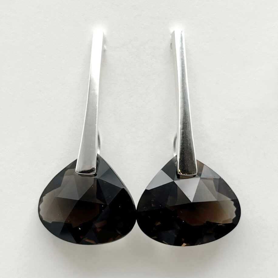 Smoky Quartz on Flared Bar Earrings by A & R Jewellery at The Avenue Gallery, a contemporary fine art gallery in Victoria, BC, Canada.
