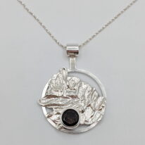 Lunar Over Moon Pendant with Smoky Quartz by A & R Jewellery at The Avenue Gallery, a contemporary fine art gallery in Victoria, BC, Canada.