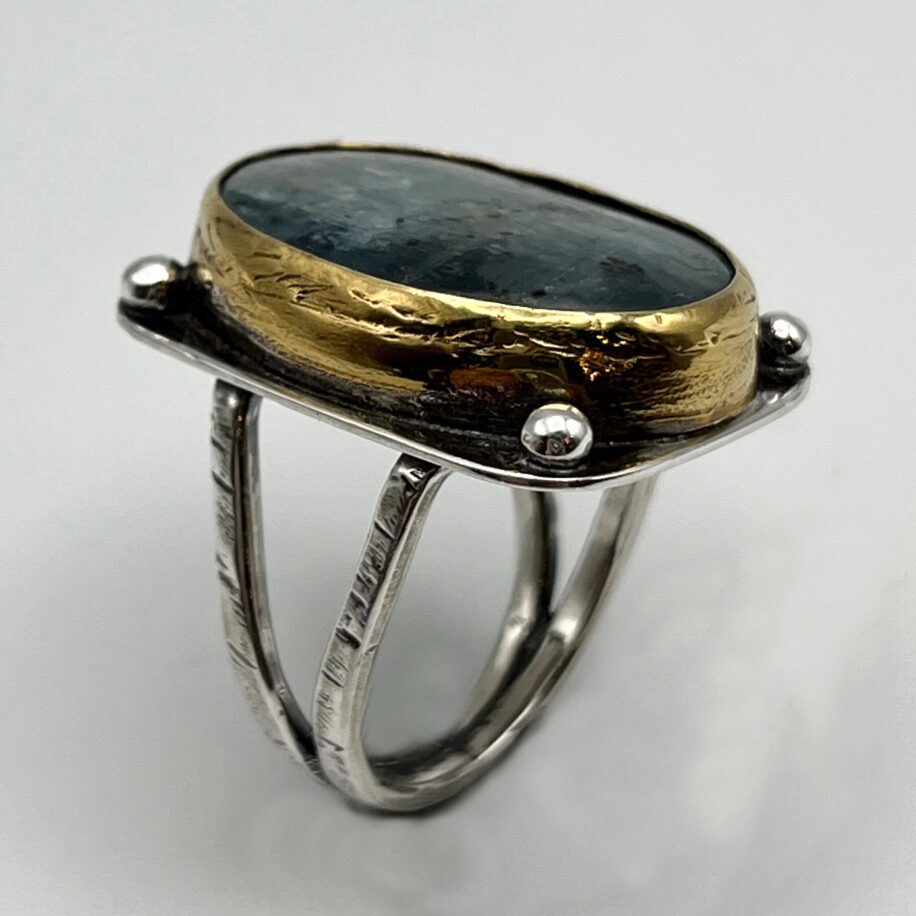 Brass & Granules Ring with Kyanite by A & R Jewellery at The Avenue Gallery, a contemporary fine art gallery in Victoria, BC, Canada.