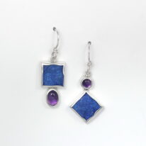 Rough Lapis & Amethyst Earrings by Brenda Roy at The Avenue Gallery, a contemporary fine art gallery in Victoria, BC, Canada.