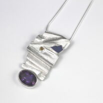 Amethyst, Rough Lapis & Yellow Sapphire Pendant by Brenda Roy at The Avenue Gallery, a contemporary fine art gallery in Victoria, BC, Canada.