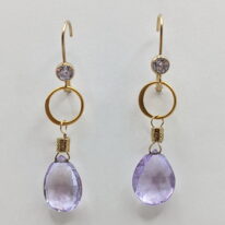 Gold-Fill Earrings with Faceted Amethyst by Veronica Stewart at The Avenue Gallery, a contemporary fine art gallery in Victoria, BC, Canada.