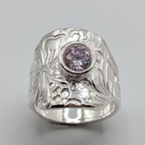 Fine Silver Ring with Cubic Zirconia by Veronica Stewart at The Avenue Gallery, a contemporary fine art gallery in Victoria, BC, Canada.