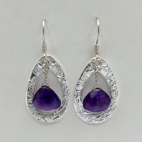 Open Textured Oval Earrings with Amethyst Drops by Veronica Stewart at The Avenue Gallery, a contemporary fine art gallery in Victoria, BC, Canada.