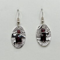 Silver Earrings with Garnet by Veronica Stewart at The Avenue Gallery, a contemporary fine art gallery in Victoria, BC, Canada.