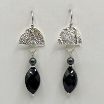 Silver Earrings with Onyx by Veronica Stewart at The Avenue Gallery, a contemporary fine art gallery in Victoria, BC, Canada.