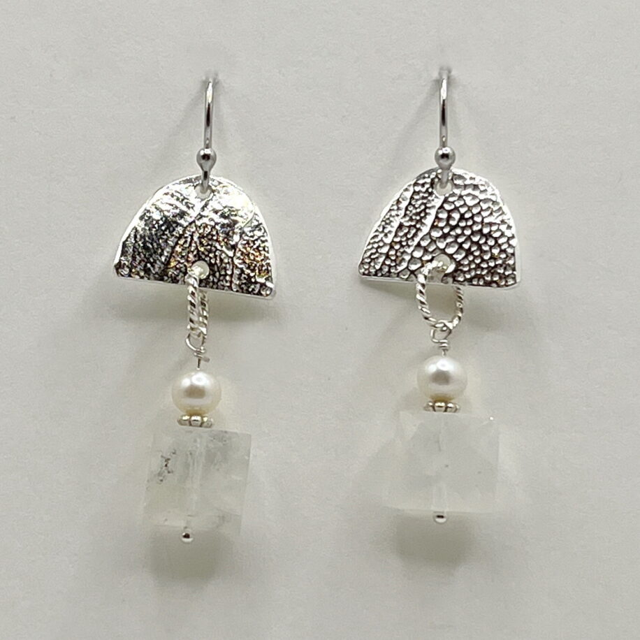 Silver Earrings with Moonstones by Veronica Stewart at The Avenue Gallery, a contemporary fine art gallery in Victoria, BC, Canada.