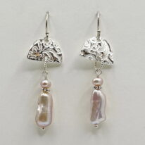 Silver Earrings with Pink Pearls by Veronica Stewart at The Avenue Gallery, a contemporary fine art gallery in Victoria, BC, Canada.