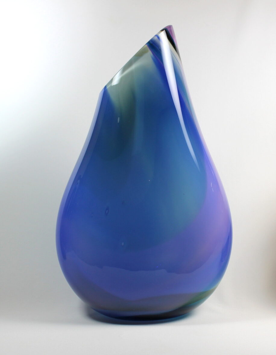 Colour Meld Vase (Cream, Blue, Lagoon, Purple) by Guy Hollington at The Avenue Gallery, a contemporary fine art gallery in Victoria, BC, Canada.