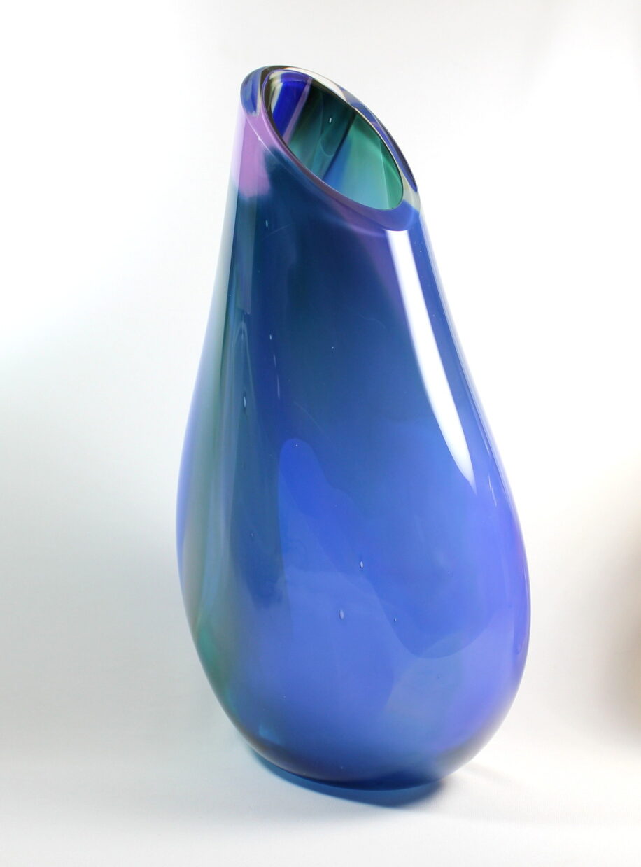 Colour Meld Vase (Cream, Blue, Lagoon, Purple) by Guy Hollington at The Avenue Gallery, a contemporary fine art gallery in Victoria, BC, Canada.