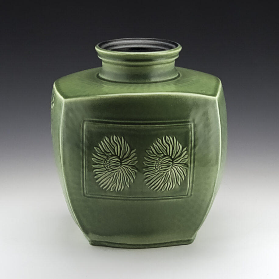 Chrysanthemum Cuboid Jar by Derek Kasper at The Avenue Gallery, a contemporary fine art gallery in Victoria, BC, Canada.