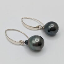 Tahitian Pearl Earrings with Sterling Silver Wires by Val Nunns at The Avenue Gallery, a contemporary fine art gallery in Victoria, BC, Canada.