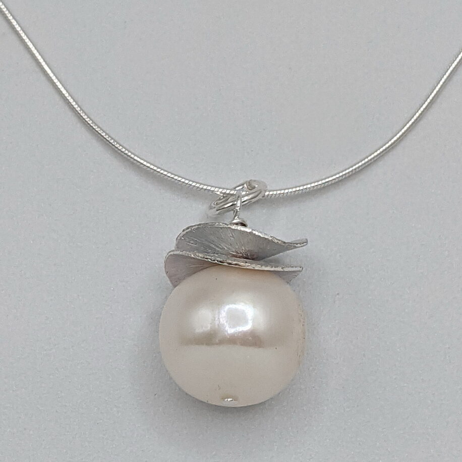 Acorn Brush Double Petals with Gold-Fill Bead & White Pearl Necklace by Chi’s Creations at The Avenue Gallery, a contemporary fine art gallery in Victoria, BC, Canada.