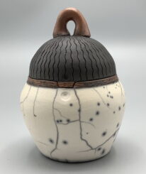 Naked Raku Lidded Jar by Jan Lovewell at The Avenue Gallery, a contemporary fine art gallery in Victoria, BC, Canada.