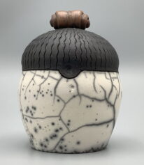 Naked Raku Lidded Jar by Jan Lovewell at The Avenue Gallery, a contemporary fine art gallery in Victoria, BC, Canada.