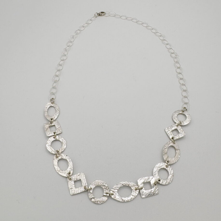 Fine Silver Shapes Necklace by Veronica Stewart at The Avenue Gallery, a contemporary fine art gallery in Victoria, BC, Canada.