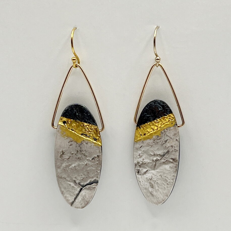 Tipping Point Earrings by Air & Earth Design at the Avenue Gallery, a contemporary fine art gallery in Victoria BC, Canada.