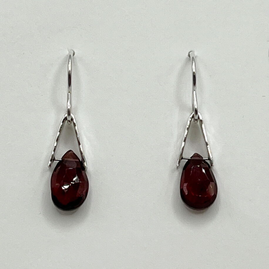 Garnet V-Bail Earrings by A & R Jewellery at The Avenue Gallery, a contemporary fine art gallery in Victoria, BC, Canada.