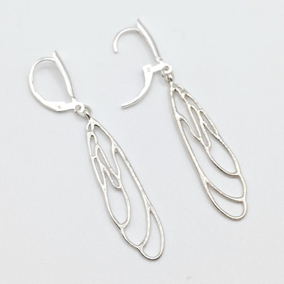 Short Dragonfly Earrings with Leverback Hooks by Dorothée Rosen at The Avenue Gallery, a contemporary fine art gallery in Victoria, BC, Canada.