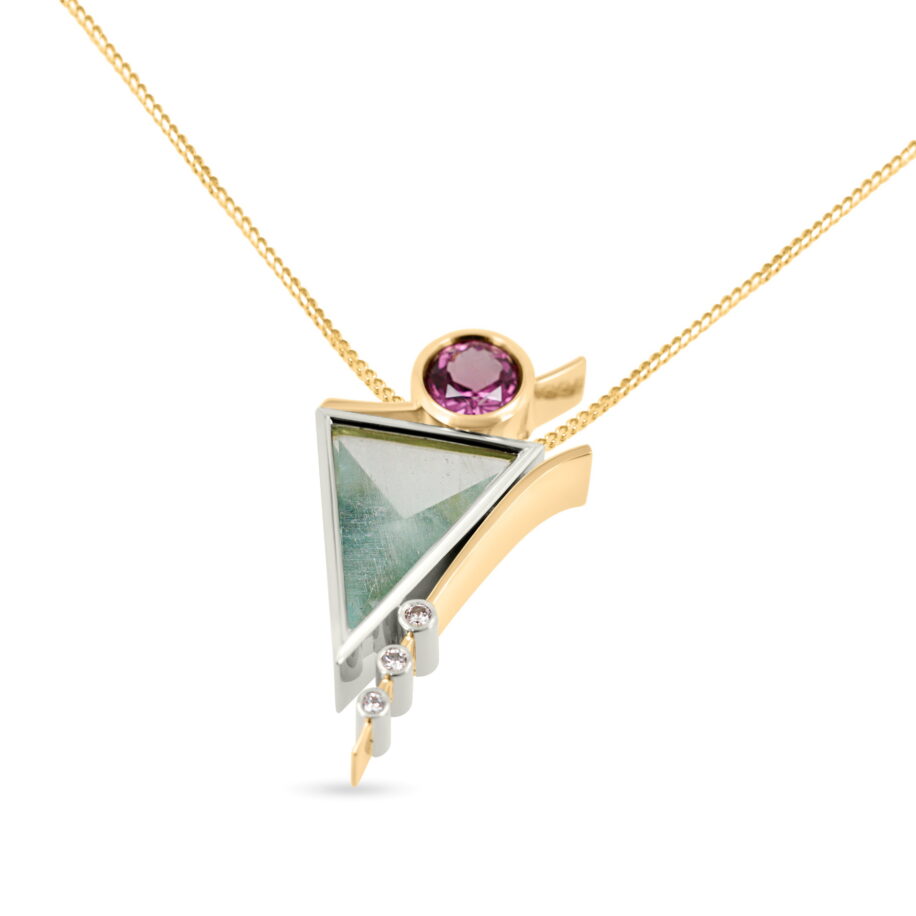 Beryl, Rhodolite Garnet & Diamond Pendant by Bayot Heer at The Avenue Gallery, a contemporary fine art gallery in Victoria, BC, Canada.